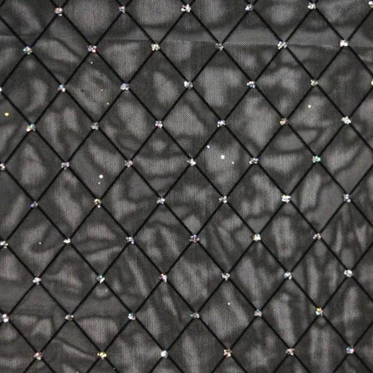 1 Yard Diamonds Flocked Stretch Mesh 4 Way Stretch Performance Costume Fabric 54 Inch Width